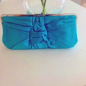 NWT J. Crew Elegant Blue Satin Clutch/Bag/Purse